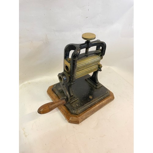 398 - Victorian Cast And Brass Construction Hand Crank  Fluting Iron.