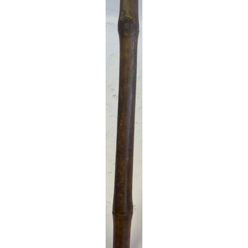 411 - Early 20th Century Bamboo Hunting Spear With Cast Iron Spear Point Along With A Heavy Cast Lead Kill... 