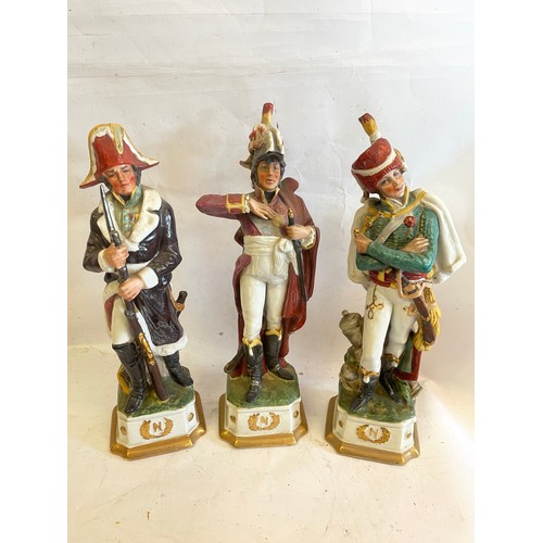 414 - Three Vintage Capodimonte  Napoleonic Military Figures . Standing Cira 32 cms High(3)