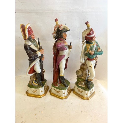 414 - Three Vintage Capodimonte  Napoleonic Military Figures . Standing Cira 32 cms High(3)