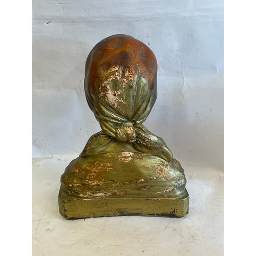 415 - Vintage French Plaster Portrait Bust Circa 1900 Signed Paris To Reverse With The Number 180. Standin... 