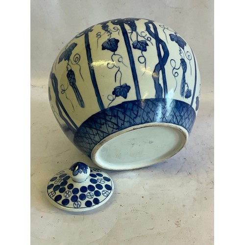 418 - Chinese Blue And White Lidded Jar. 20 cms High.