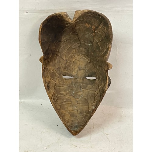 430 - Large African Hand Carved  Tribal Wood Face Mask. 40 cms