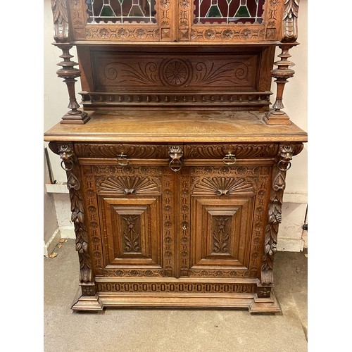 39 - Matching To Previous Lot Antique Continental Hunt Cabinet With Coloured Glass Door Panels Along With... 