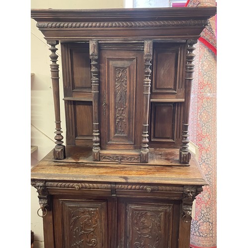 43 - Continental Renaissance Revival Cupboard With Carved Wood Decoration. 110 x 51 x 200 cms