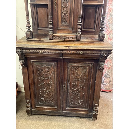 43 - Continental Renaissance Revival Cupboard With Carved Wood Decoration. 110 x 51 x 200 cms