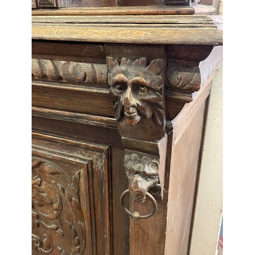 43 - Continental Renaissance Revival Cupboard With Carved Wood Decoration. 110 x 51 x 200 cms