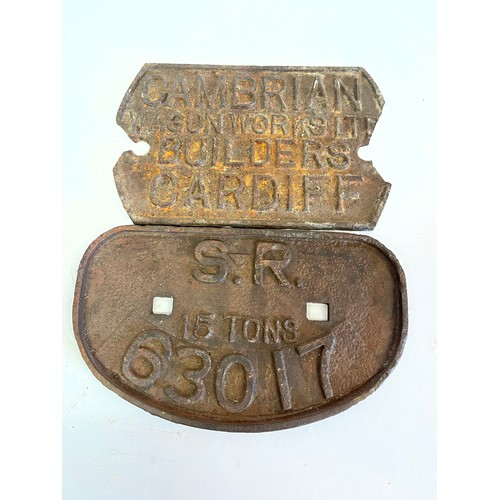 423 - Two Cast Iron Railway Plaques / Plates (2)