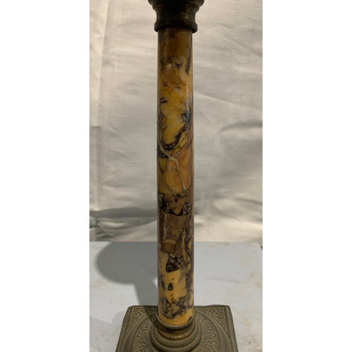 232 - C1920 Oil Lamp With Sienna Marble Column