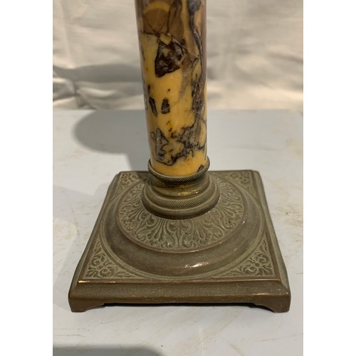 232 - C1920 Oil Lamp With Sienna Marble Column