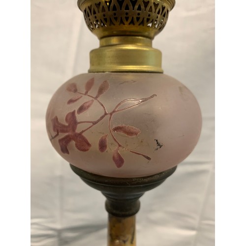 232 - C1920 Oil Lamp With Sienna Marble Column