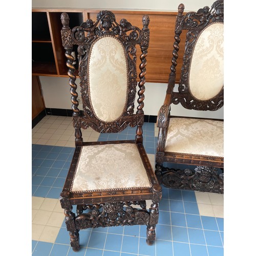 48 - Jacobean / Renaissance Revival Heavily Carved  With Cherub Decoration Chairs To Include To Elbow Cha... 