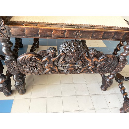 48 - Jacobean / Renaissance Revival Heavily Carved  With Cherub Decoration Chairs To Include To Elbow Cha... 