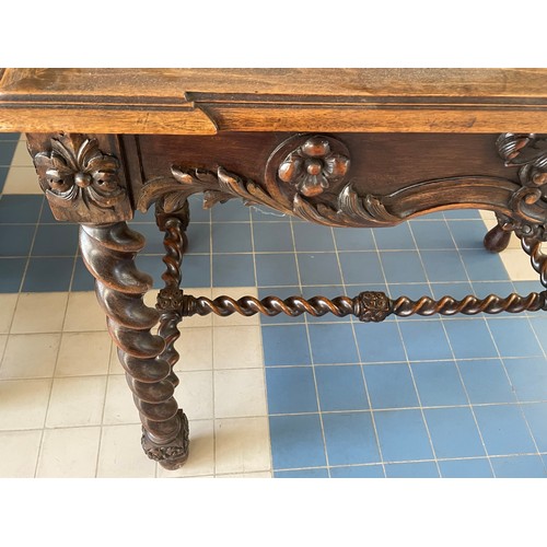 49 - Jacobean / Renaissance Revival Carved Table With Marble Top.