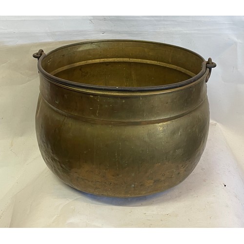 57 - Large Brass Swing Handle Log / Coal Bucket. 50 cms Diameter.