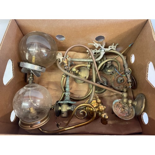 63 - Box Of Antique Gas Wall  Lights.