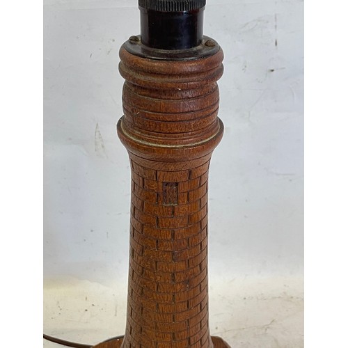 65 - Interesting Hand Carved Wood Lamp In The Form Of A Lighthouse. 39 cms High