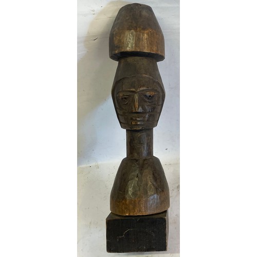 464 - Carved Wood Tribal Art Fertility Figure. 45 cms High