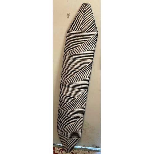 437 - Large African Hand Carved Hand Held Shield . 123  cms High