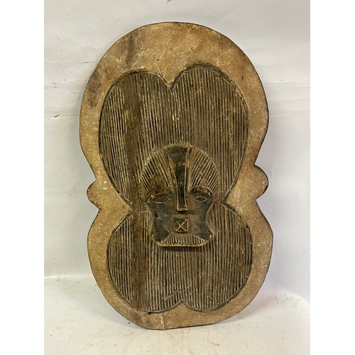 438 - African Hand Carved Tribal Hand Held Shield .50 cms High