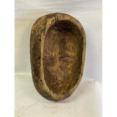 444 - Large African Hand Carved Tribal Face Mask. 42 cms High