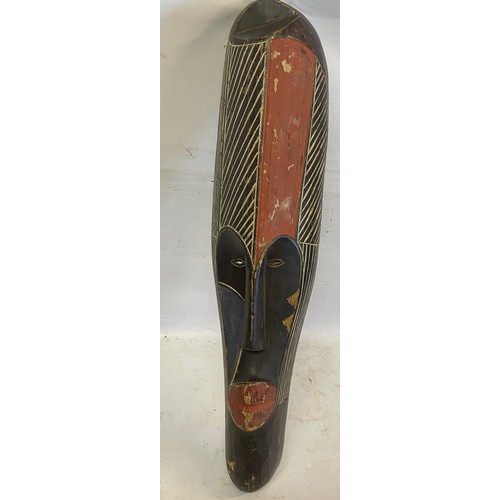 447 - Large African Hand Carved Tribal Face Mask. 69 cms High