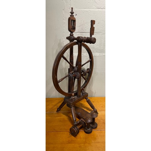 474 - Antique Spinning Wheel With Extra Bobbins.