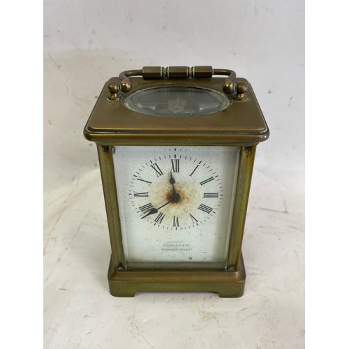 475 - Vintage Brass Carriage Clock By Hawley And Co Regent Street.