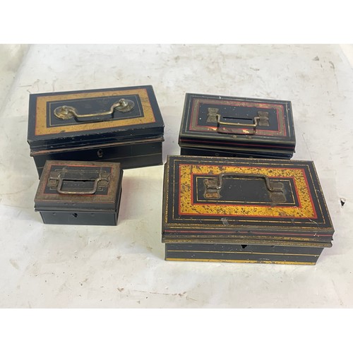 494 - Four Antique Money / Petty Cash  Tins. (4)