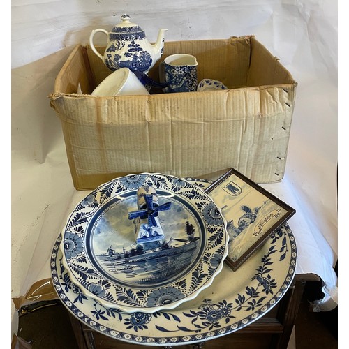 501 - Quantity Of Blue And White Ceramics. (Two Shelves)