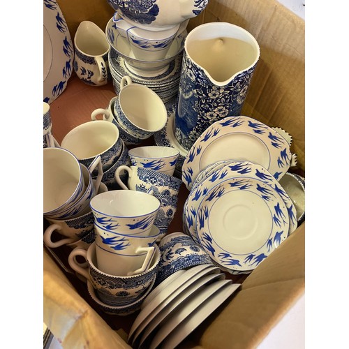 501 - Quantity Of Blue And White Ceramics. (Two Shelves)