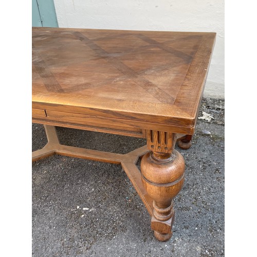 7 - Vintage French Bulbous Leg Extending Table. 140 x 100 x 78 cms Extended Measures. 240 cms long