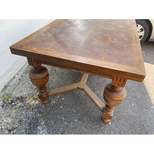 7 - Vintage French Bulbous Leg Extending Table. 140 x 100 x 78 cms Extended Measures. 240 cms long