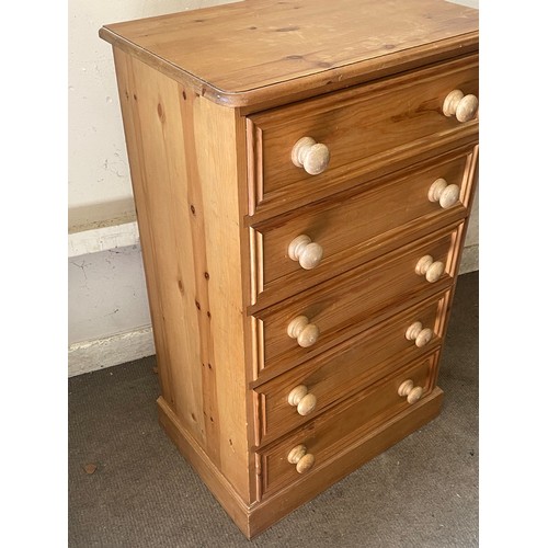 21 - Solid Pine Five Drawer Chest. 61 x 44 x 99 cms