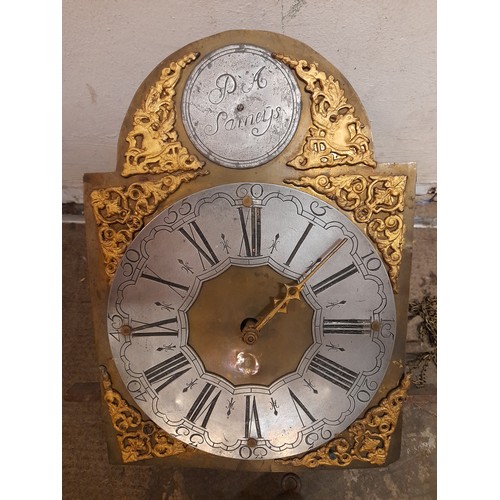 54 - Brass face continental clock with 2 x weights and a pendulum