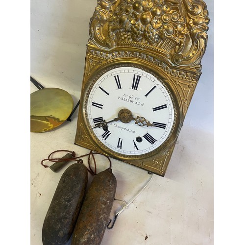 89 - Antique French Comtoise Clock With Weights And Pendulum.