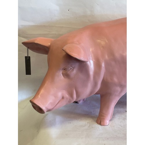 95 - Large Composite Figure Of A Pink Pig. 100 x 50 cms