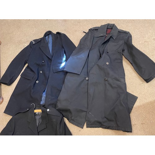 447A - Vintage Police Overcoat Wax Type With Bristol Police Buttons  Along With Another Overcoat And A Unif... 