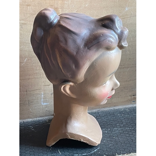 38A - Female Painted Plaster Mannequin Head. 31cms High