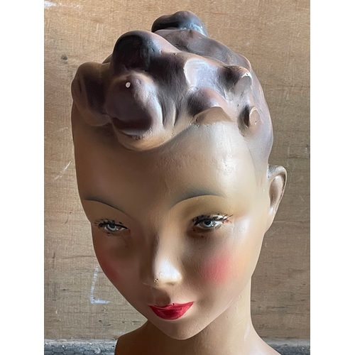 38A - Female Painted Plaster Mannequin Head. 31cms High