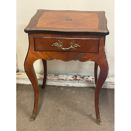 12 - Continental Inlaid Table With Drawer. 54 x 45 x 73 cms