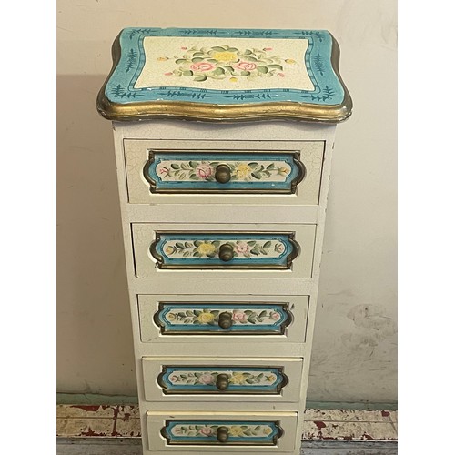 13 - Slim Painted Chest Of Seven Drawers. 30 x 22 x 96 cms