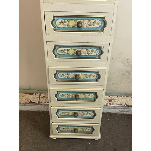 13 - Slim Painted Chest Of Seven Drawers. 30 x 22 x 96 cms