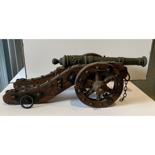 101 - Large Vintage Model Of A Medieval Cannon
28 x 47 x 17 cms h.  Barrel 31 cms l