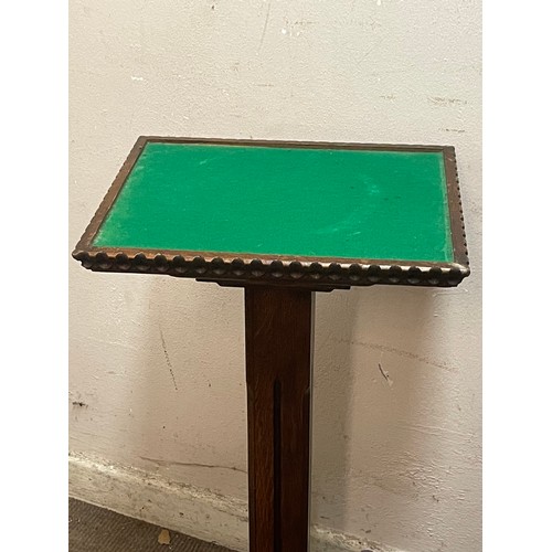 33 - Vintage Green Baized Top Gothic Style Stand. 33 x 39 x 76 cms