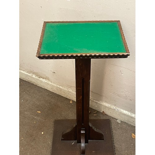 34 - Similar To Previous Lot Vintage Green Baized Top Gothic Style Stand. 33 x 39 x 76 cms