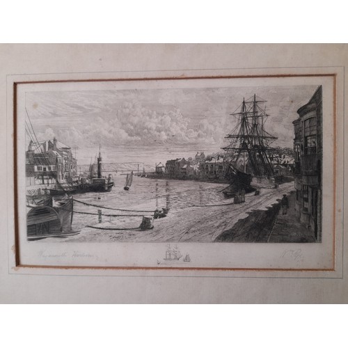 452 - Etching, William Pye(English 1881-1917). Etching on Paper, Weymouth Harbour titled on plate and sign... 