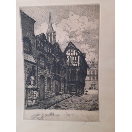 454 - Etching. M. Henry? Etching on Paper, Titled to lower left and Pencil signed lower Right. 31.7cm x 46... 