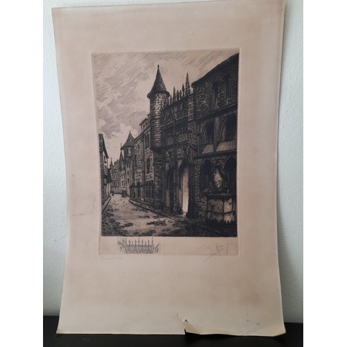 458 - Etching, M. Henry? Antique Ethching on Paper, title below plate lower left and Artist signed in Penc... 