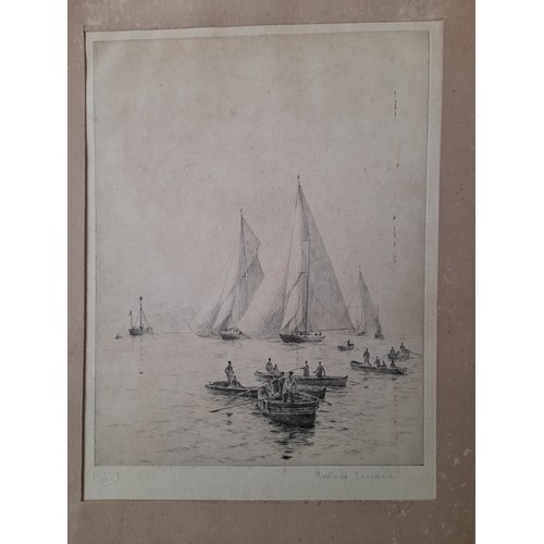 460 - Etching. Roland Langmaid (British 1897-1956). Etching on Paper, Yachts and Fishing Boats, Blind Stam... 